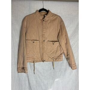 Joie Quilted Full Zip Beige Bomber Jacket Size M